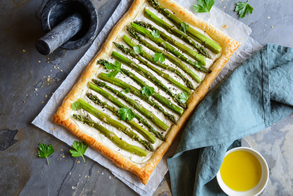 Tartaleta de espárragos y mascarpone