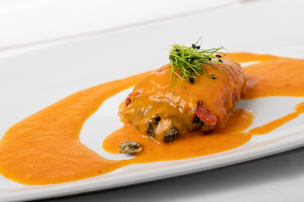 Recetas con pimientos del piquillo: rellenos de espinacas y calabaza con crema de calabaza
