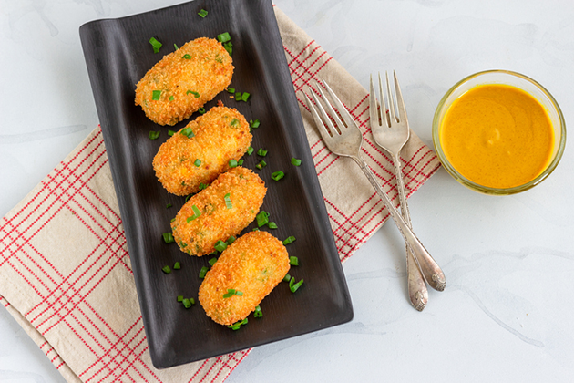 Croquetes de pastanaga amb maionesa especiada