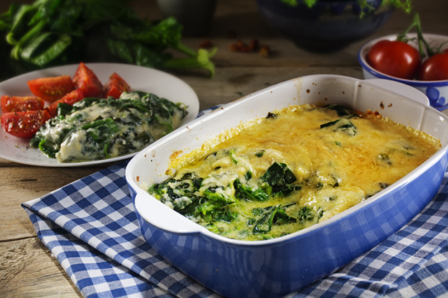 Espinacas gratinadas con parmesano