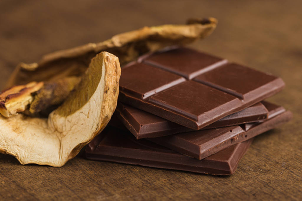 Tableta de chocolate con champiñones y nueces