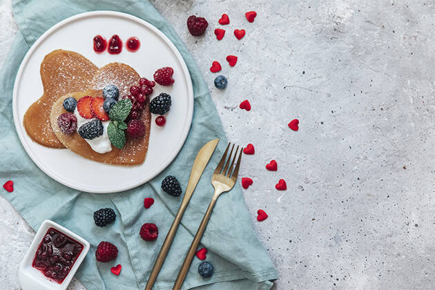 Crêpes con forma de corazón