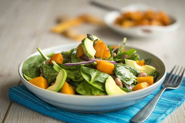 Ensalada de espinacas y calabaza