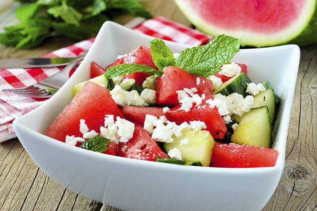 Ensalada de verano con pepino y sandía