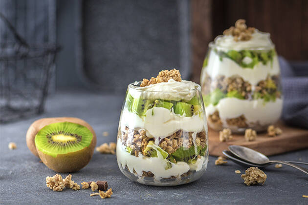 Parfait de kiwi y coco