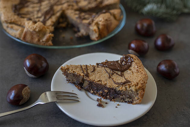 Pastel de castañas y chocolate