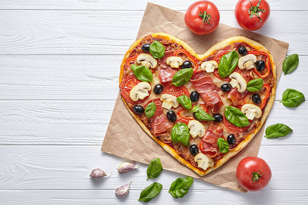 Pizza con forma de corazón
