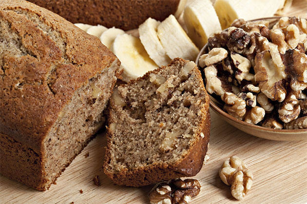 Receta de banana bread con nueces