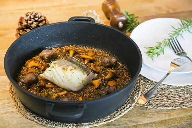 Arroz butifarra y bacalao Umami