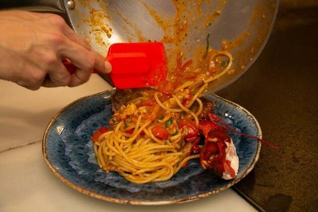 Espaguetis con bogavante de Algrano