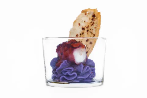 Volcán violeta con erupción de pulpo Volcán violeta con erupción de pulpo