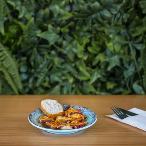 Pulpo cocido aliñado con aceite de oliva y pimentón