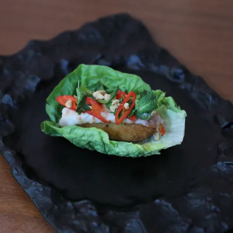 Saam de croqueta tailandesa de langostinos