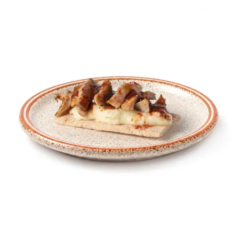Patata ahumada, secreto ibérico, reducción de cerveza y pimentón