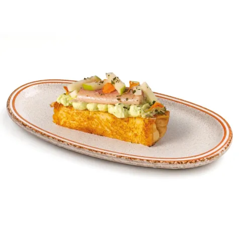 Pimiento y berenjena asados con bacalao