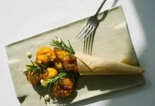 Buñuelos de bacalao y calabaza asada