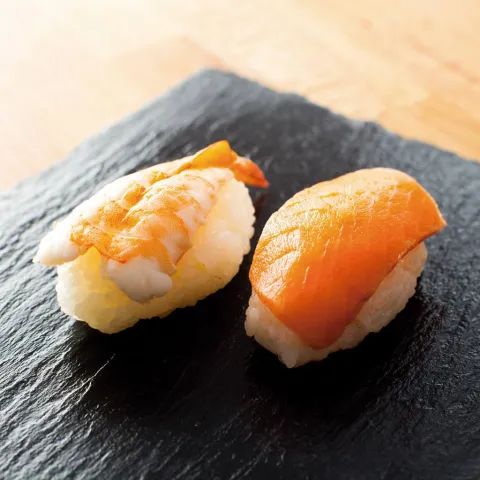 Nigiris de Salmó i de Gamba