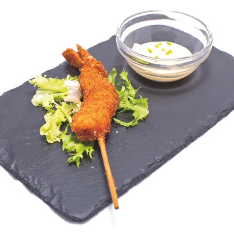 Langostino rebozado con salsa especial de mango