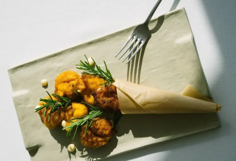 Bunyols de bacallà i carbassa rostida